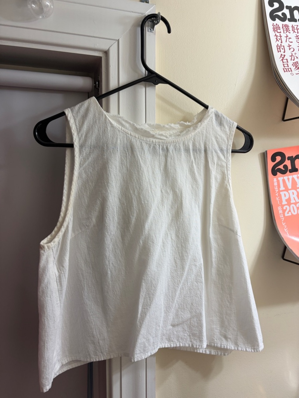 GRADE & GATHER sleeveless white linen top with back detail